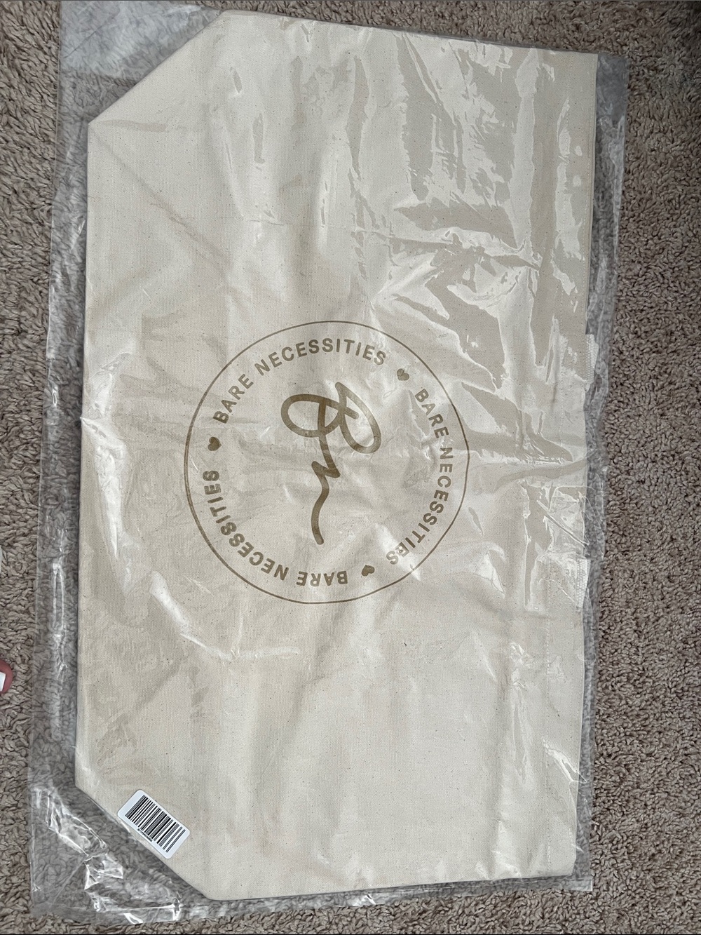 Bare Necessities Cream Canvas Storage Tote with Logo